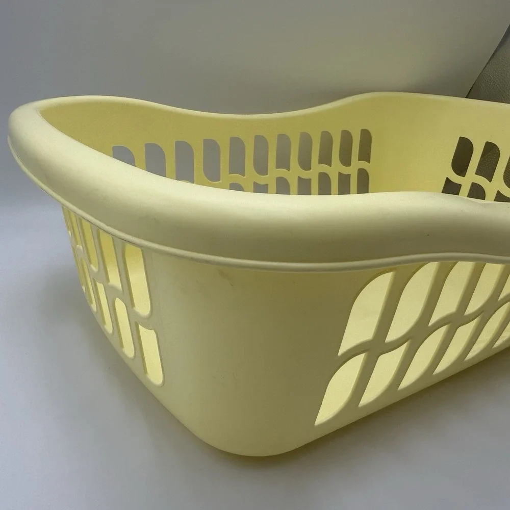Yellow Laundry‎ Basket Handles Sturdy Prop Shallow Butter Yellow
